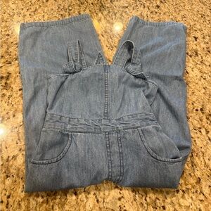 💖 Sz6/6x Wide Leg Denim Overalls Key Hole Back💖